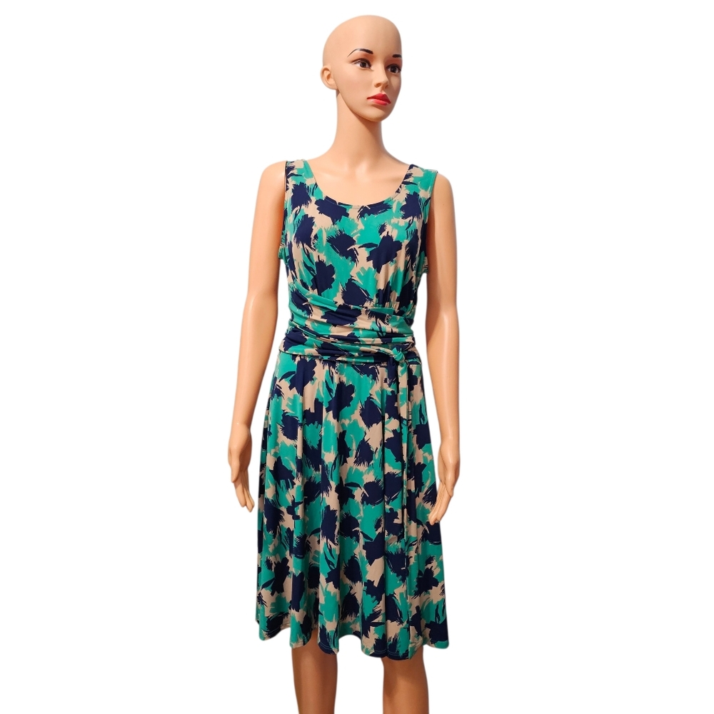 Leota Brittany Fit & Flare Sleevelesss Vine Blossoms Cottagecore Dress Sz L
